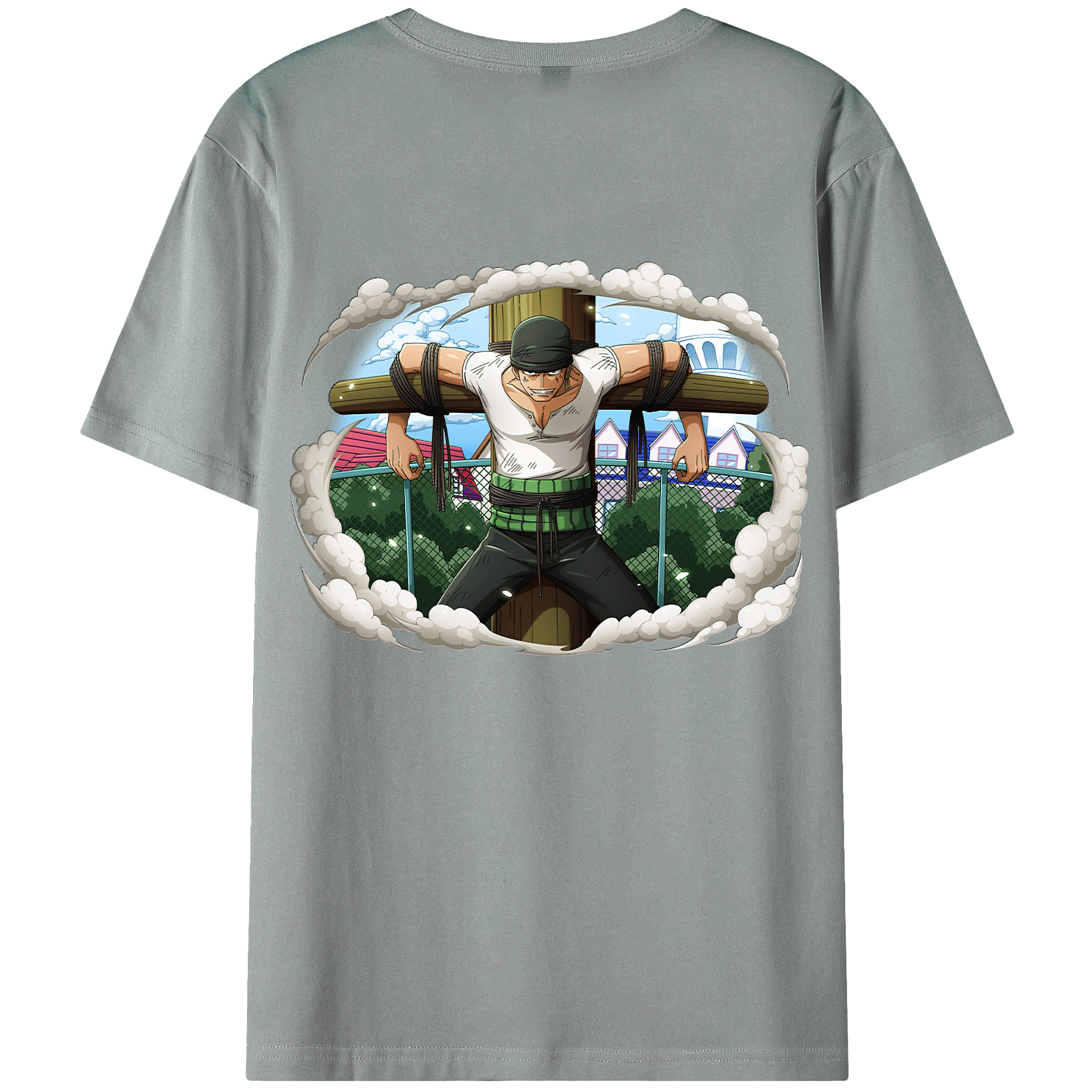ワンピース ロロノア・ゾロ ONE PIECE Roronoa Zoro 綿100％ メンズ半袖Tシャツ（バックプリント） 通気性